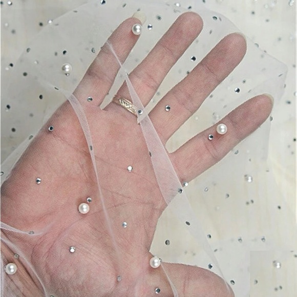 All over pearl/ rhinestone wedding bridal veil New - Picture 2 of 5